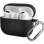 CoverZone For Airpods Pro 2 ile Uyumlu Kılıf Silikon Tam Koruma Kancalı Anahtarlık Comely Silikon Kılıf - Siyah