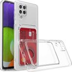 Coverzone Galaxy A22 4G ile uyumlu Kılıf Şeffaf ve Pürüzsüz Kartlıklı Şeffaf Z-Setra Clear Silikon Kapak