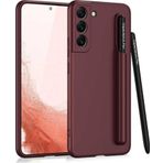 Coverzone Galaxy S22 Ile Uyumlu Kılıf Kamera Korumalı Kalem Bölmeli + Kalem Hediyeli Fetching Kapak Mürdüm