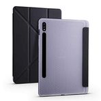 Coverzone Galaxy Tab S7 Plus 12.4 T970 İle Uyumlu Tofu Folding Kalem Tutacaklı Standlı Kılıf Siyah