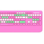 Coverzone Geezer Kablosuz Klavye Mouse Set 106 Tuşlu İngilizce Q Notebook Laptop Uyumlu Ev ve Ofis için Bilek Destekli USB Dongle ile Bağlantı G100 (Pembe)