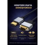 Coverzone HDMI to VGA Dönüştürücü Kablo 1080P 60Hz Full HD Monitör Projeksiyon Bağlantısı | ZR1162