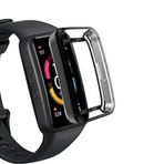 Coverzone Huawei Watch Honor Band 7 ve Honor Band 6 / Band 6 Pro ile uyumlu Şeffaf Tam Kapatan Çerceve PC Kasa Koruma Gard Çerçeve (Siyah, Honor Band 6 Pro)