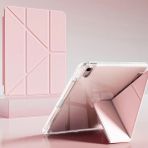 Coverzone iPad Air Ile Uyumlu 5. Nesil 10.9 ile Uyumlu Kalem Koyma Bölmeli Ultra Koruma Antişok Yatay Dikey Şekillerde Stand Seçeneği Uyku Modlu New Attractive Smart Cover Kılıf Pembe - iPad Air 5. Nesil 10.9