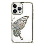 Coverzone iPhone 11 ile Uyumlu 3D Kelebekli Sıvılı Simli Şeffaf Gümüş Çerceve LunaFlow Telefon Kılıfı Kamera Lens Korumalı Lüks Parlak Koruyucu Kapak