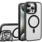 Coverzone iPhone 11 ile uyumlu Kamera Lens Hediyeli Aparatlı Stand Olabilen Magsafe ile uyumlu Adventure Kamera Korumalı Kılıf Şeffaf Full Color Magnetic Wireless Telefon Kılıf Siyah
