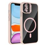 Coverzone iPhone 11 ile Uyumlu Z-Etro MagSafe Wireless Şarj Destekli, Güçlü Manyetik Tutucu, Stand Olabilen, Kamera Lens Hediyeli Koruyucu Kılıf Pembe