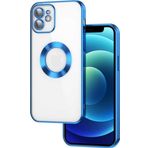 CoverZone iPhone 11 Kamera Korumalı Logo Gösteren Colored Z-Omega Kapak Mavi Cep Telefonu Kılıfı