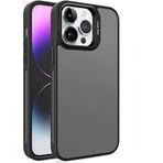 Coverzone iPhone 13 ile uyumlu Kamera Lens Aparatlı Stand Olabilen Kamera Korumalı Şeffaf Transparan Siyah Full Color Telefon Kılıfı