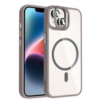 Coverzone iPhone 13 ile Uyumlu Z-Etro MagSafe Wireless Şarj Destekli, Güçlü Manyetik Tutucu, Stand Olabilen, Kamera Lens Hediyeli Koruyucu Kılıf Gri