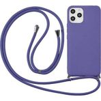 CoverZone iPhone 13 İpli Boyun Askılı Silikon Kılıf Kadife İç Yüzeyli Epiphany Lila Cep Telefonu Kılıfı