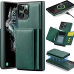 Coverzone iPhone 13 Pro ile uyumlu Deri Kılıf Magsafe ile uyumlu Wallet 2 in 1 Çıkarabilir Kart Tutucu Mıktanıslı Stand olabilen Phone case Deri Kapak Wireless Şarj Özellikli Yeşil