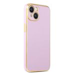 CoverZone iPhone 14 Gold Kenar Pastel Renkli Halcyon Z-Bark Lila Cep Telefonu Kılıfı