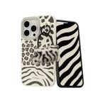 Coverzone iPhone 14 ile uyumlu Zebra Desenli Yumuşak Silikon Arka Kapak Kalpli Askılı Peluş Çanta Anahtarlık Kamera Korumalı Şık Tasarım