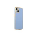 CoverZone iPhone 14 Plus Gold Kenar Pastel Renkli Halcyon Z-Bark Mavi Cep Telefonu Kılıfı