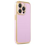 CoverZone iPhone 14 Pro Max Gold Kenar Pastel Renkli Halcyon Z-Bark Kapak Lila Cep Telefonu Kılıfı