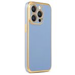 CoverZone iPhone 14 Pro Max Gold Kenar Pastel Renkli Halcyon Z-Bark Kapak Mavi Cep Telefonu Kılıfı