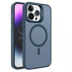 Coverzone iPhone 14 Pro Max ile uyumlu Kamera Lens Aparatlı Stand Olabilen Magsafe ile uyumlu Kamera Korumalı Şeffaf Full Color Magnetic Wireless Telefon Kılıfı (Lacivert, iPhone 14 Pro Max)