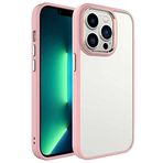 Coverzone iPhone 14 Pro Max ile uyumlu Kılıf Kenarları Renkli Silikon Arkası Şeffaf Sert Kapak iPhone 14 Pro Max ile uyumlu Krop Tam Koruma Kenarı Renkli Kılıf Krop Kapak Pembe Açık