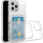 Coverzone iPhone 14 Pro Max ile uyumlu Kılıf Şeffaf ve Pürüzsüz Kartlıklı Şeffaf Z-Setra Clear Silikon Kapak
