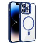 Coverzone iPhone 14 Pro Max ile Uyumlu Z-Etro MagSafe Wireless Şarj Destekli, Güçlü Manyetik Tutucu, Stand Olabilen, Kamera Lens Hediyeli Koruyucu Kılıf Lacivert