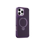 Coverzone iPhone 15 Plus ile uyumlu Kılıf Karbon Fiber Görünümlü Magsafe ile uyumlu Stand olabilen Carbon Case Tam Gövde Koruyucu Telefon Kılıfı Purple