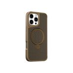 Coverzone iPhone 15 Pro ile uyumlu Kılıf Karbon Fiber Görünümlü Magsafe ile uyumlu Stand olabilen Carbon Case Tam Gövde Koruyucu Telefon Kılıfı Desert Titanium