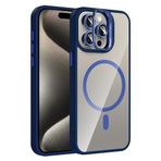 Coverzone iPhone 15 Pro ile Uyumlu Z-Etro MagSafe Wireless Şarj Destekli, Güçlü Manyetik Tutucu, Stand Olabilen, Kamera Lens Hediyeli Koruyucu Kılıf Lacivert