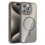 Coverzone iPhone 15 Pro Max ile Uyumlu Z-Etro MagSafe Wireless Şarj Destekli, Güçlü Manyetik Tutucu, Stand Olabilen, Kamera Lens Hediyeli Koruyucu Kılıf Gri