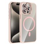 Coverzone iPhone 15 Pro Max ile Uyumlu Z-Etro MagSafe Wireless Şarj Destekli, Güçlü Manyetik Tutucu, Stand Olabilen, Kamera Lens Hediyeli Koruyucu Kılıf Pembe