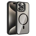 Coverzone iPhone 15 Pro Max ile Uyumlu Z-Etro MagSafe Wireless Şarj Destekli, Güçlü Manyetik Tutucu, Stand Olabilen, Kamera Lens Hediyeli Koruyucu Kılıf Siyah