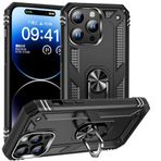 CoverZone iPhone 15 Pro Z-Vega Shockproof Standlı Yüzük Tutuculu Mega Case Siyah Cep Telefonu Kılıfı