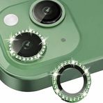 Coverzone İPhone 15/15 Plus İle Uyumlu Yüksek Kalite Parlak Elmas Desenli Taşlı Yeşil Özel Tasarım Kamera Lens Koruyucu İDB-91