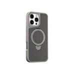 Coverzone iPhone 16 ile uyumlu Kılıf Karbon Fiber Görünümlü Magsafe ile uyumlu Stand olabilen Carbon Case Tam Gövde Koruyucu Telefon Kılıfı Gray