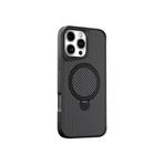 Coverzone iPhone 16 Plus ile uyumlu Kılıf Karbon Fiber Görünümlü Magsafe ile uyumlu Stand olabilen Carbon Case Tam Gövde Koruyucu Telefon Kılıfı Black