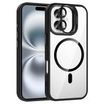 Coverzone iPhone 16 Plus ile Uyumlu Z-Etro MagSafe Wireless Şarj Destekli, Güçlü Manyetik Tutucu, Stand Olabilen, Kamera Lens Hediyeli Koruyucu Kılıf Siyah
