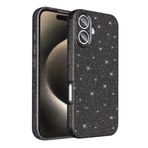 Coverzone iPhone 16 Plus ile uyumlu Z-Jelly Kılıf Kamera Korumalı Simli Işıltılı Renkli Parlak Silikon Kapak - Siyah