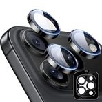 Coverzone İPhone 16 Pro / 16 Pro Max İle Uyumlu Kolay Kurulum Aparatlı Gerçek Safir Çizilmeye Ve Darbelere Dayanıklı Şık Kamera Lens Koruyucu Cam Siyah CS-1