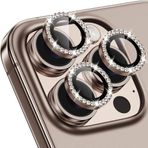 Coverzone İPhone 16 Pro / 16 Pro Max İle Uyumlu Yüksek Kalite Parlak Elmas Desenli Taşlı Çöl Özel Tasarım Kamera Lens Koruyucu İDB-91