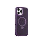 Coverzone iPhone 16 Pro ile uyumlu Kılıf Karbon Fiber Görünümlü Magsafe ile uyumlu Stand olabilen Carbon Case Tam Gövde Koruyucu Telefon Kılıfı Purple