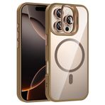 Coverzone iPhone 16 Pro ile Uyumlu Z-Etro MagSafe Wireless Şarj Destekli, Güçlü Manyetik Tutucu, Stand Olabilen, Kamera Lens Hediyeli Koruyucu Kılıf Desert Titanyum