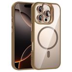 Coverzone iPhone 16 Pro Max ile Uyumlu Z-Etro MagSafe Wireless Şarj Destekli, Güçlü Manyetik Tutucu, Stand Olabilen, Kamera Lens Hediyeli Koruyucu Kılıf Desert Titanyum