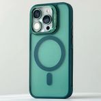 Coverzone iPhone 16 Pro Max uyumlu Kamera Lens Aparatlı Stand Olabilen Magsafe ile uyumlu Kamera Korumalı Şeffaf Full Color Magnetic Wireless Telefon Kılıfı Yeşil