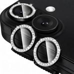 Coverzone İPhone 16/16 Plus İle Uyumlu Yüksek Kalite Parlak Elmas Desenli Taşlı Siyah Özel Tasarım Kamera Lens Koruyucu İDB-91