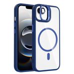 Coverzone iPhone 16E ile Uyumlu Z-Etro MagSafe Wireless Şarj Destekli, Güçlü Manyetik Tutucu, Stand Olabilen, Kamera Lens Hediyeli Koruyucu Kılıf Lacivert