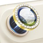 Coverzone İphone 17 Air İle Uyumlu Yüksek Kalite Parlak Elmas Desenli Taşlı Gold Özel Tasarım Kamera Lens Koruyucu İDB-91