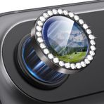 Coverzone İphone 17 Air İle Uyumlu Yüksek Kalite Parlak Elmas Desenli Taşlı Siyah Özel Tasarım Kamera Lens Koruyucu İDB-91