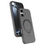 Coverzone iPhone 17 ile uyumlu Kılıf MagSafe ile uyumlu MP-Regal Katlanabilir Standlı El parmak geçmeli Kablosuz Şarj Destekli Gri