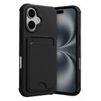Coverzone iPhone 17 ile uyumlu Kılıf N-Kelvin Kartvizitli Kart Taşıma Cebi Soft-Touch Silikon Kapak (Siyah, iPhone 17)