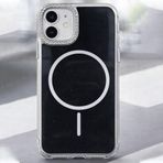 Coverzone İPhone 17 İle Uyumlu Yüksek Kalite Özel Tasarım Parlak Elmas İşlemeli Kamera Lens Koruma Çıkıntılı Magsafe Kablosuz Şarj İle Uyumlu Animasyonlu Şeffaf Siyah Telefon Kılıfı Cak-1